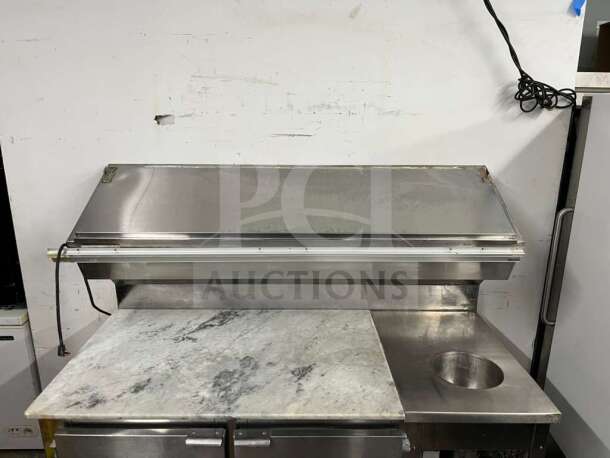 Marsal 68" Supreme Refrigerated Pizza Prep Table with granite top, stainless steel finish, dual-door storage, model from Marsal & Sons.