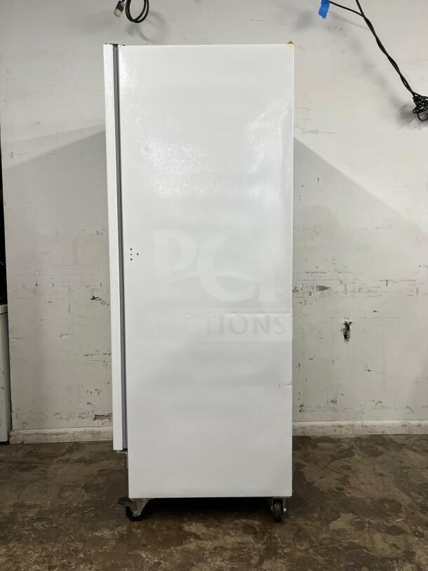 Arctic Air F22CWF 22 Cu.Ft commercial reach-in freezer, solid door, NSF certified, casters, white finish.