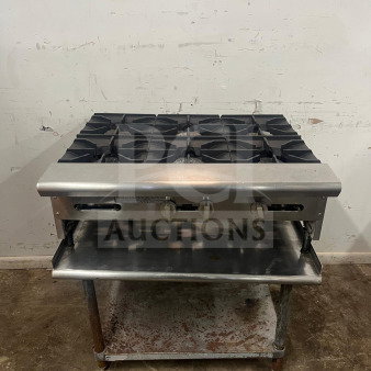 AMERICAN RANGE ARHP-36-6 heavy-duty griddle with 6 burners, 36" wide, 3/4" thick hot plate, stainless steel, used condition.