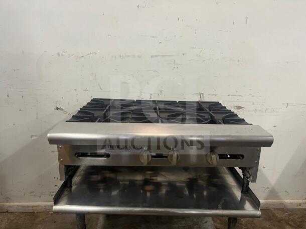 AMERICAN RANGE ARHP-36-6 thermostatic griddle, 6 burners, stainless steel, 36" wide, 3/4" thick hot plate, used condition.