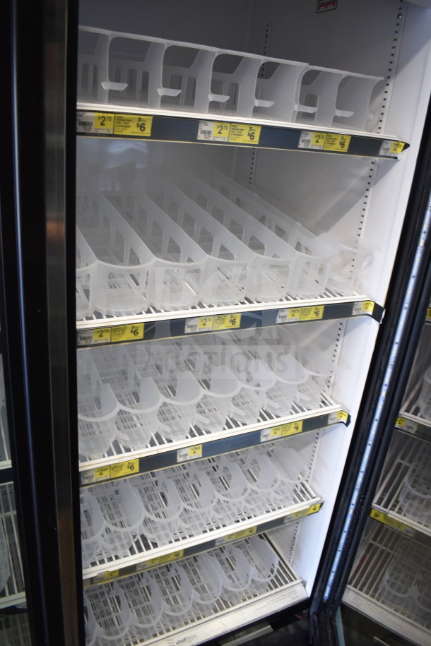 2017 True GDM-72-HC Commercial 3 Door Cooler, 115 Volts, 1 Phase, tested and working, with glass doors and shelving.