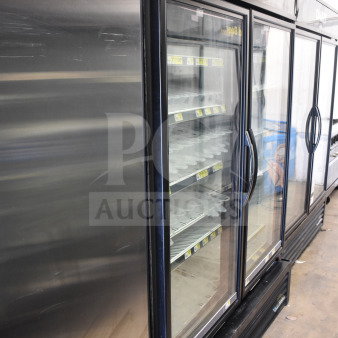 2017 True GDM-49-HC Commercial 2 Door Cooler Merchandiser, tested, working, 115V, 1 Phase, "Cold Drinks" signage.