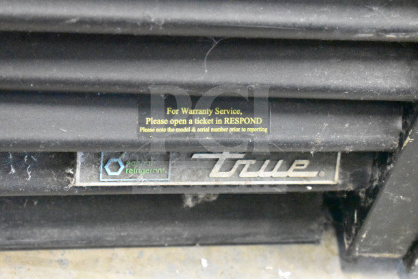 2019 True GDM-49-HC Commercial 2 Door Cooler; features visible True and warranty labels; black exterior; tested working.