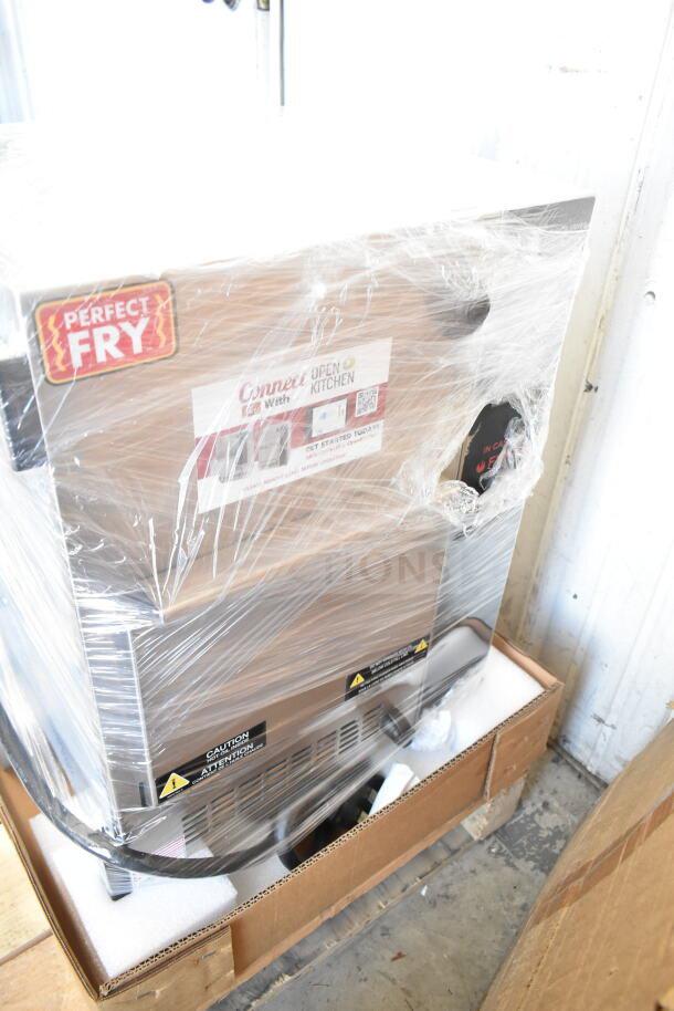 Brand new 2024 Perfect Fry PFC730 ventless countertop deep fryer, semi-automatic, 208V, 1 phase, in original packaging.