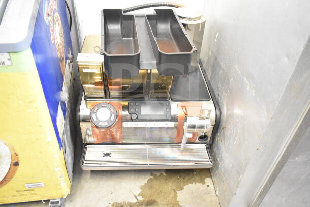 Thermoplan Mastrena stainless steel automatic espresso machine with LCD, hoppers, steam wand; 208V, 1 phase, commercial.
