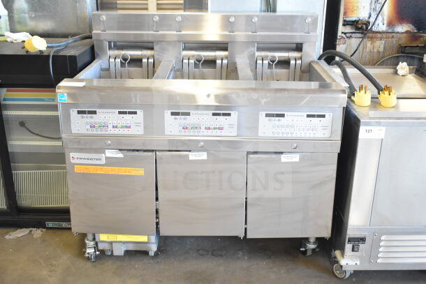 2021 Frymaster 3-bay electric fryer, model 3FQE30U0ZQ3ZZ14, 208V, 3-phase, commercial, stainless steel, good condition.