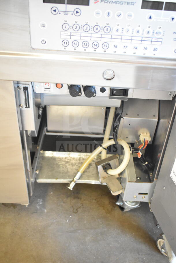 2021 Frymaster 3FQE30U0ZQ3ZZ14 electric 3 bay fryer, 208V, 3 phase, stainless steel, control panel features visible.