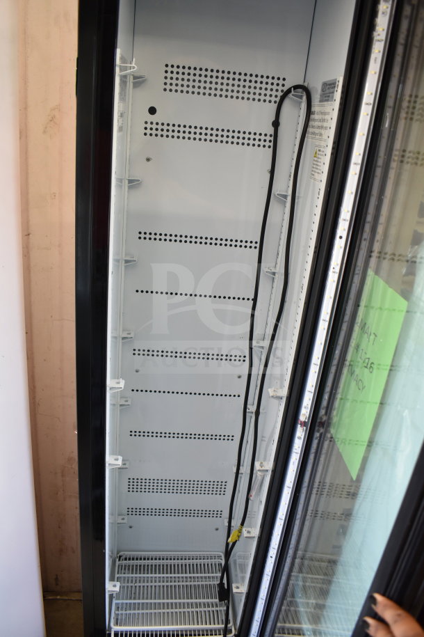 IDW G-11-C33EB Commercial Cooler, single door, 115V, 1 phase, white interior, wire shelves, visible wiring.