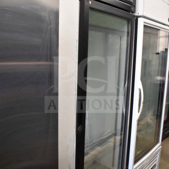 2019 Habco SE18 Single Door Reach In Cooler, glass door, black frame, commercial use, 115V, 1 phase, good condition.