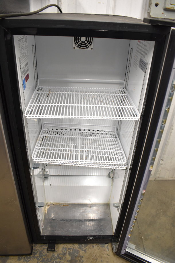 IDW G4-H0234B commercial single door cooler, dual shelves, open door view, clean interior, 115V, 1 phase, model decals.