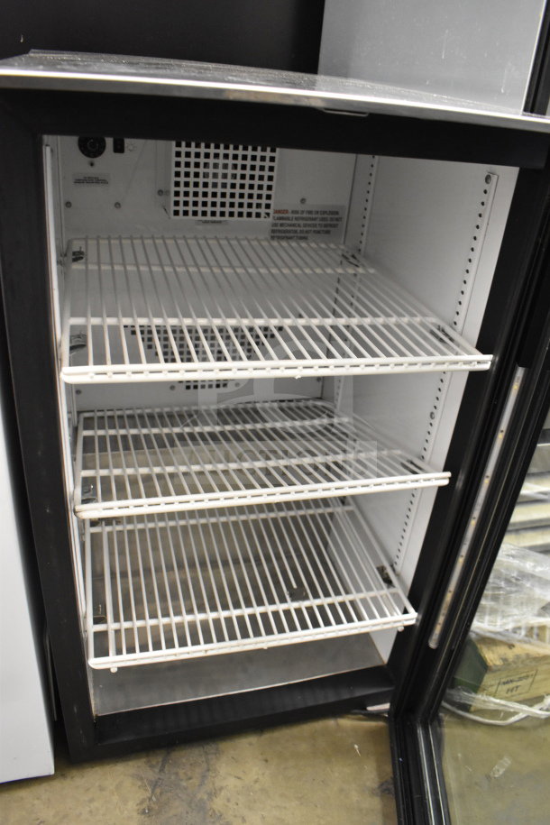 2018 True GDM-06-34-HC single door mini cooler, clean interior, four shelves, 115 volts, excellent condition.