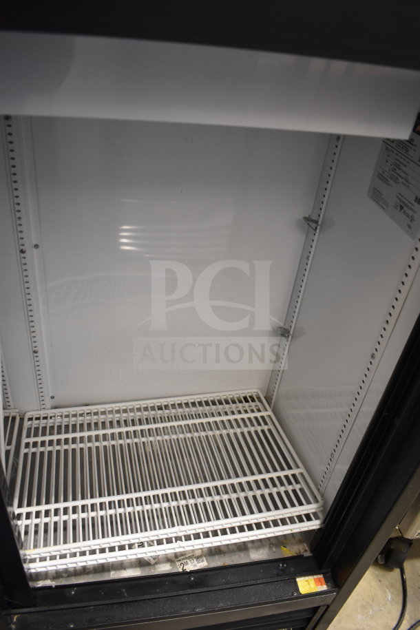 2018 True GDM-41SL-48-HC-LD commercial cooler, 2-door, reach-in, 115V, 1 phase, white interior, metal shelving.