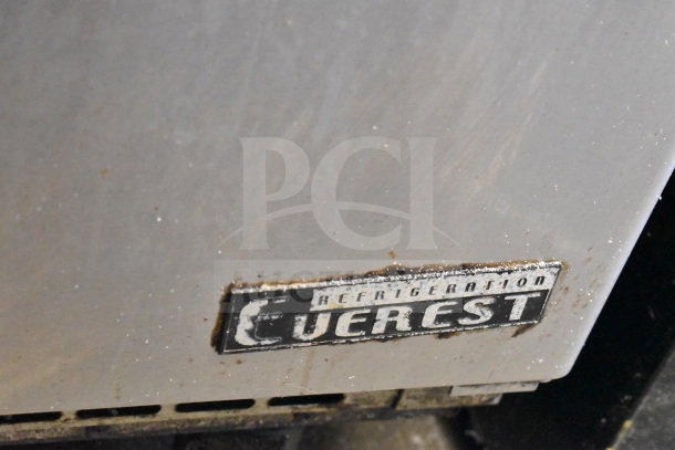 Everest EPBR2 Sandwich Prep Table with logo, indicating wear and used condition. 115 Volts, 1 Phase, commercial use.