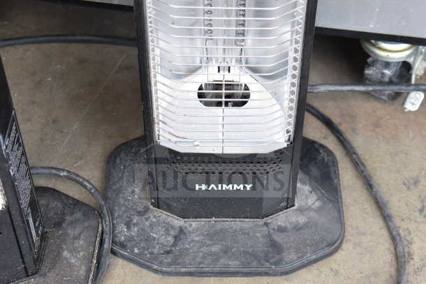 Haimmy UEH520 infrared electric heater, 120 volts, 1 phase, visible brand label, sturdy base, used condition.