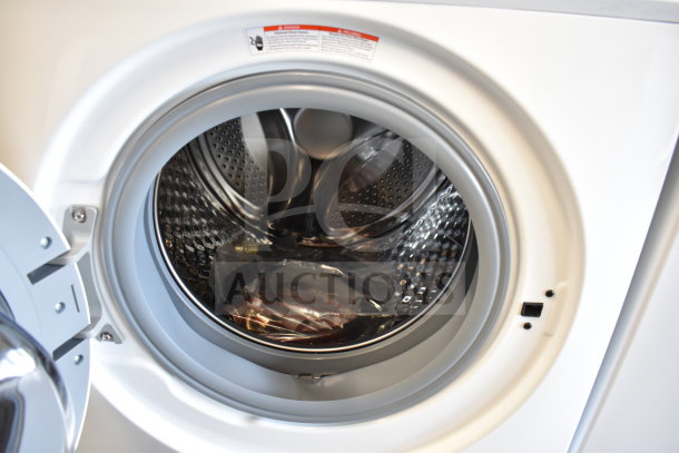 KoolMore front load washer, brand new with minor scratches and dents, open door showing stainless steel drum.