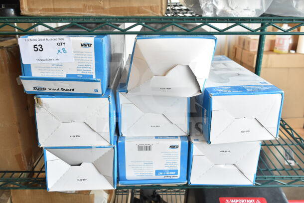 Eight brand new Insul Guard ADA protective pipe covers by Zurn, boxed, model 2904-1-NT.