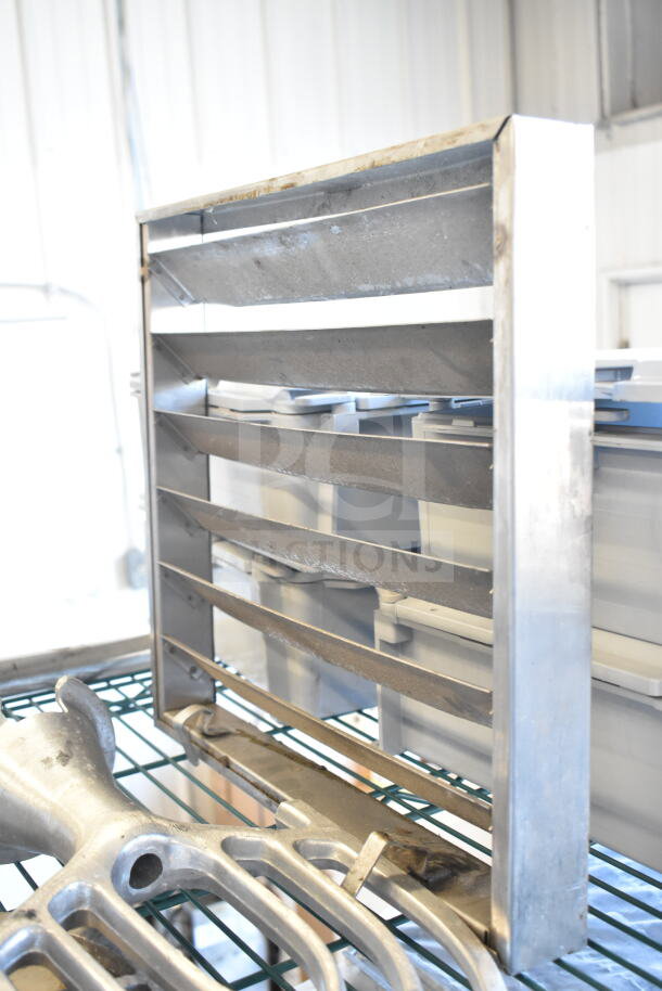 Lot of kitchen items: metal whisk, two Pelican head blades, flat beater mixer attachment. Used condition.