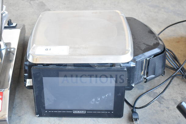 Hobart HTi Commercial Food Portioning Scale, touchscreen display, stainless top, 120/208-240V, 1 Phase, used condition.