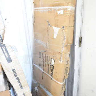 Brand new Regency 600DOS1860 stainless steel double deck overshelf, 18"x60"x32", in scratched packaging.