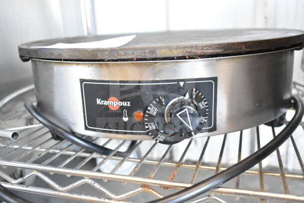 Krampouz Countertop Crepe Maker, 115V, 1 Phase, features temperature dial and power cord. Used condition.