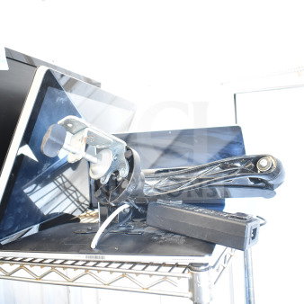 4 POS monitors with mounting hardware, various brands, good condition, includes wires and accessory parts, bid multiplies by 4.