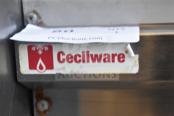 Cecilware countertop deep fat fryer with logo label, metal finish, rust spots. Ideal for commercial kitchen use.
