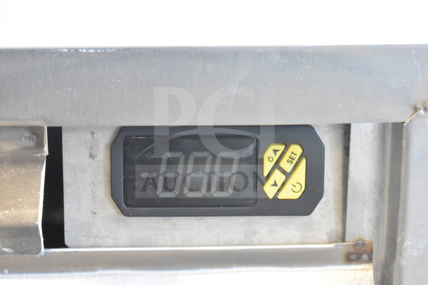 Close-up of digital control panel on Optimum SG-54 Commercial 2 Door Reach in Cooler Merchandiser.