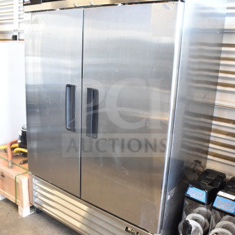 Blue Air BASR2 Commercial 2 Door Reach-In Cooler; stainless steel, 115 Volts, 1 Phase, with digital temperature display.