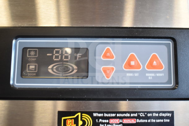 Blue Air BASR2 cooler control panel displaying temperature and settings buttons; includes reset instructions.