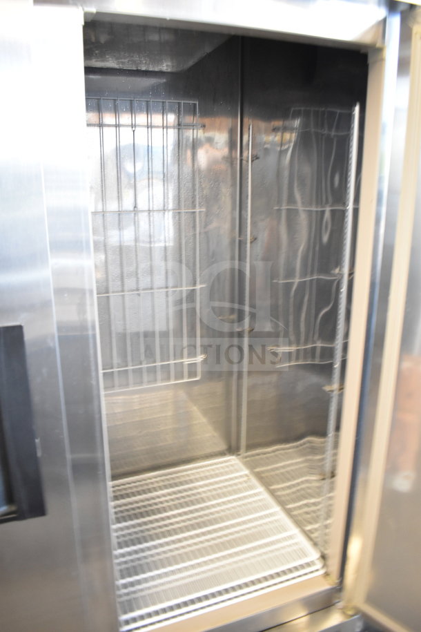 Blue Air BASR2 commercial 2-door reach-in cooler, stainless steel, 115 volts, 1 phase, excellent condition.