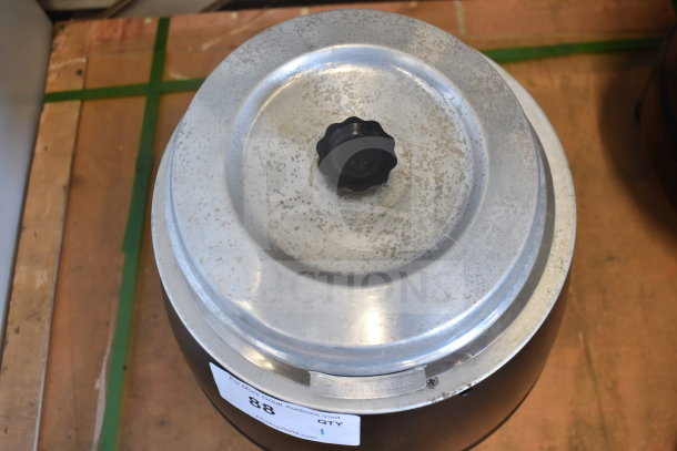 ELSW-100K Countertop Soup Kettle Food Warmer, 120 Volts, 1 Phase. Visible wear on lid. Auction tag marked as item 88.