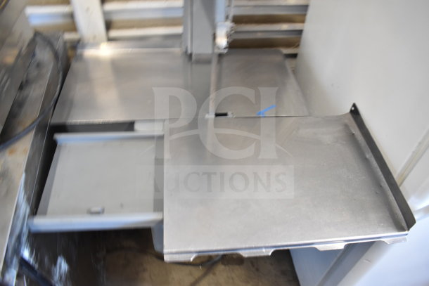 Biro 22 Commercial Floor Style Meat Saw, stainless steel, model 22, used condition, visible saw blade and table surface.