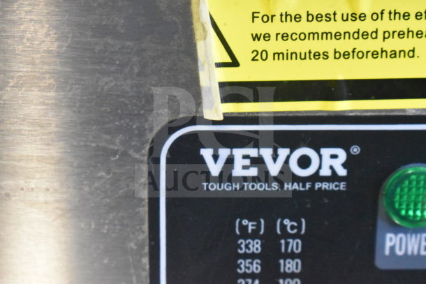 2025 Vevor HT-822 Commercial Electric Griddle label, showing brand logo and temperature settings.