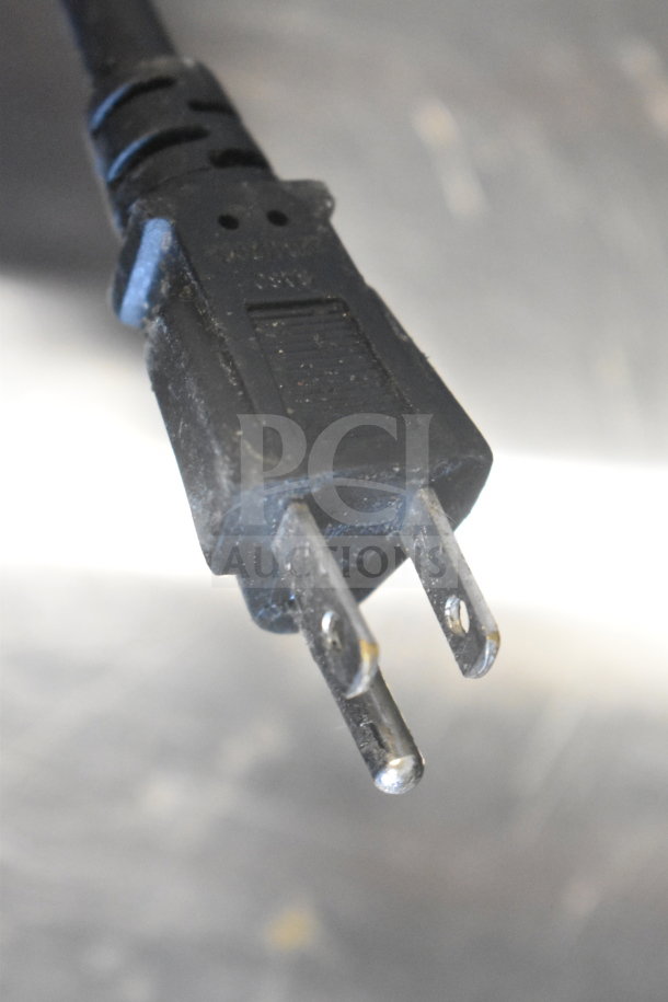 Close-up of a power plug for a Vevor HT-822 Commercial Electric Griddle, 110 Volts, 1 Phase.