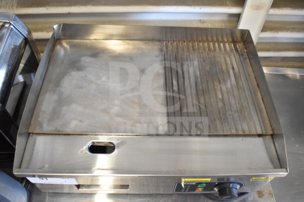 2025 Vevor HT-822 electric griddle, 110V, 1 phase, stainless steel, flat top, used condition, with control knob and visible labels.