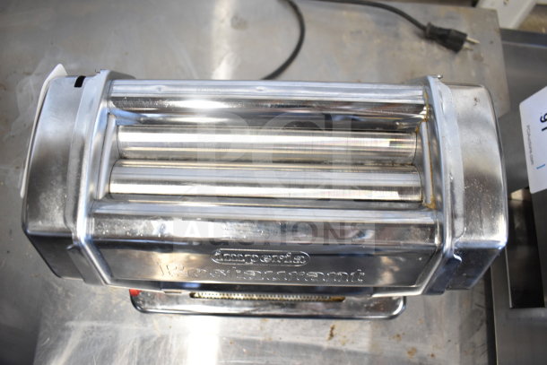 Imperia RMN commercial pasta machine, stainless steel, missing handle, 120V, 1 phase, restaurant-grade quality.