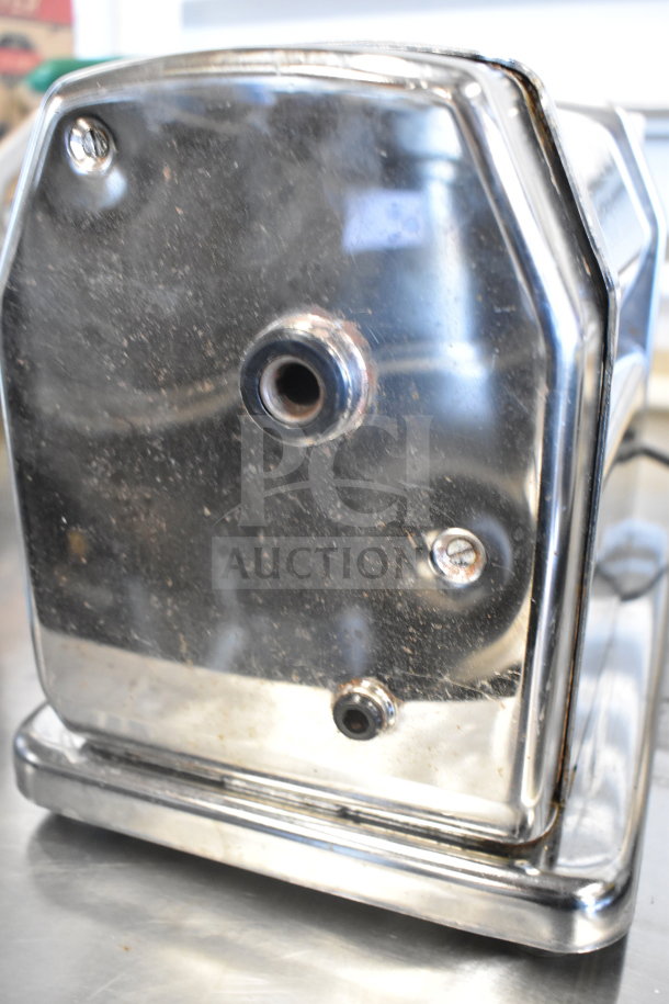 Imperia RMN commercial pasta machine, 120V, missing handle, stainless steel exterior, used condition.