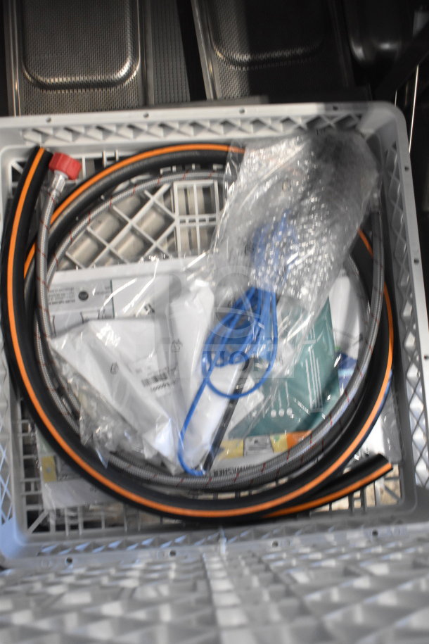 Brand new 2026 Noble 495LTUC24 low-temperature undercounter dishwasher parts, includes hoses and installation materials.