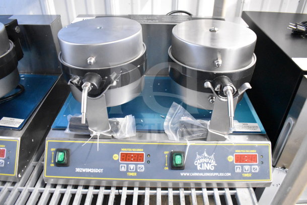 BRAND NEW SCRATCH AND DENT 2025 Carnival King 382WBM26DGT Non-Stick Double Belgian Waffle Maker, digital controls, 120V.