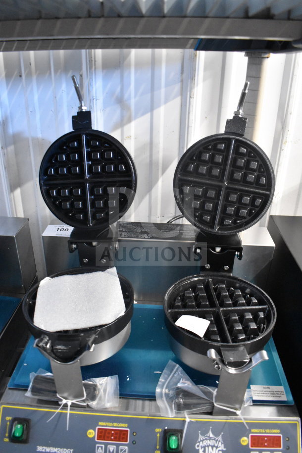 Carnival King 382WBM26DGT Double Belgian Waffle Maker, digital timer, temperature controls, 120V, new, scratch and dent.