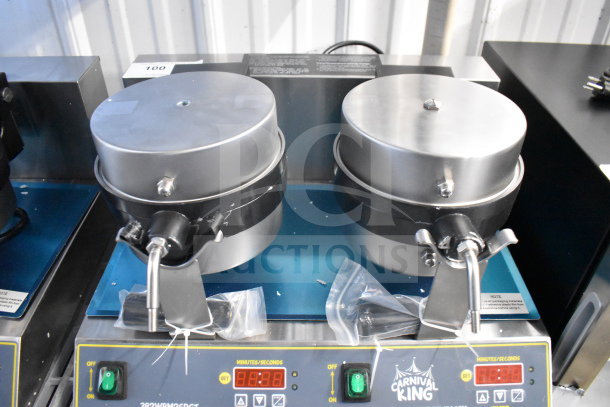 Brand new Carnival King 382WBM26DGT non-stick double Belgian waffle maker with digital timer, temperature controls, 120V.