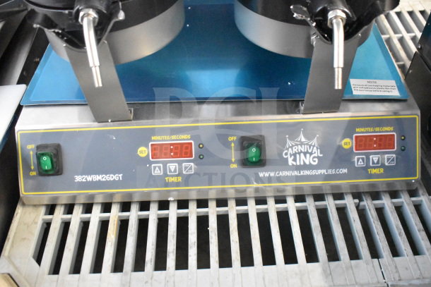 BRAND NEW Carnival King 382WBM26DGT Double Belgian Waffle Maker with digital timer, temperature controls; slight scratches.