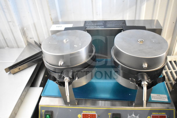 Carnival King 382WBM26DGT Double Belgian Waffle Maker, digital controls, non-stick, 120V, brand new, scratch and dent.