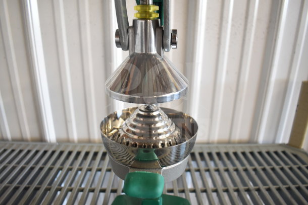 BRAND NEW Garde 181MCJ2 Manual Commercial Citrus Juicer, stainless steel, with safety spring, minor scratches, dented base.