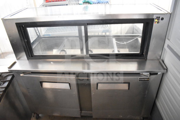 Cooltech CTR-60BMBTG commercial prep table display case, stainless steel, with glass doors. 115 volts, 1 phase, gently used.