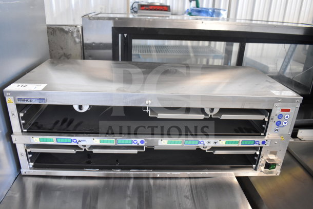 Prince Castle EHB24 commercial countertop holding bin in stainless steel, dual slots, voltage 208-240V, 1 Phase, excellent condition.