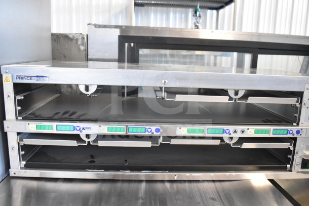Prince Castle EHB24 Commercial Holding Bin, stainless steel, dual shelves, 208-240V, clean condition, visible controls.
