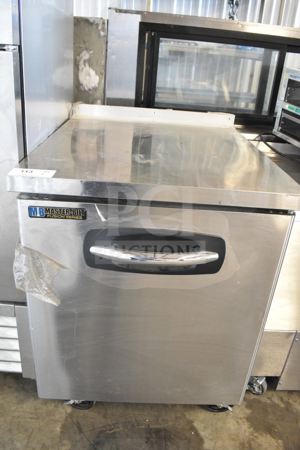Master-Bilt UF27 undercounter freezer, single door, stainless steel, on commercial casters, 115V, 1 phase.