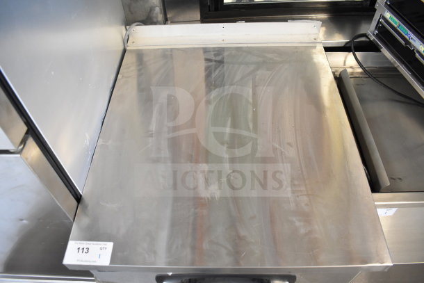 Master-Bilt UF27 commercial undercounter freezer on casters, stainless steel, 115V, 1 phase, minor surface marks visible.