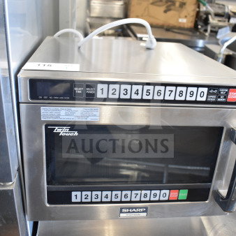 2017 Sharp R-CD1800M commercial microwave, stainless steel, touch pad controls, 208/230V, good condition.
